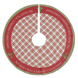 Kariert - Rot, Grün und Weiß - Polyester Weihnachtsbaumdecke