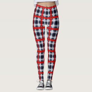 Kariert, rot, schwarz, weiß, mehrfarbig leggings