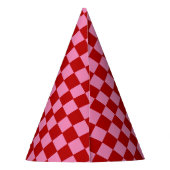 Kariert Rot und Hellrosa Partyhütchen (Rückseite)