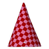 Kariert Rot und Hellrosa Partyhütchen (Rechts)