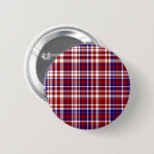 Kariert, rot, weiß, blau. 01-SCHALTFLÄCHE Button (Vorne & Hinten)