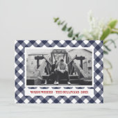 Kariert | Rustikal | CUSTOM Foto Feiertagskarte (Stehend Vorderseite)