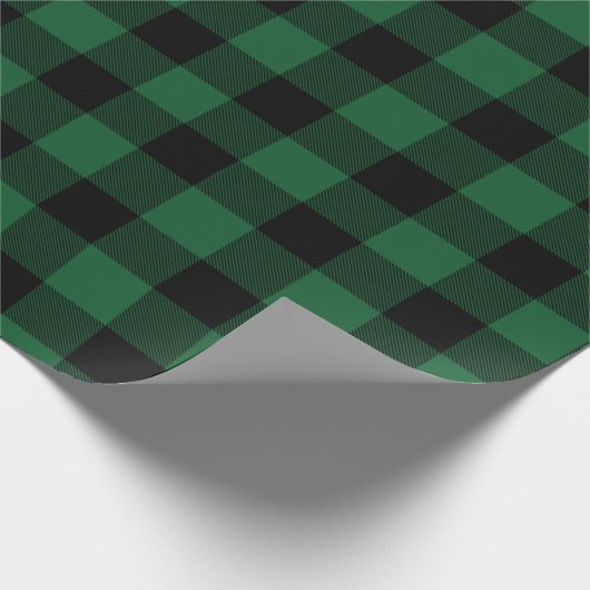 Kariert, rustikal, grün und schwarz Buffalo Geschenkpapier (Ecke)