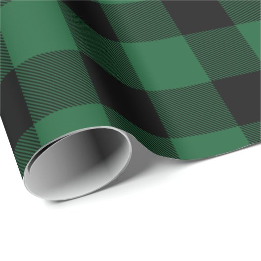 Kariert, rustikal, grün und schwarz Buffalo Geschenkpapier (Rolleneckpunkt)