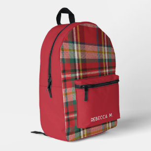 Kariert Rustikal-Preppy Red Personalisiert Bedruckter Rucksack