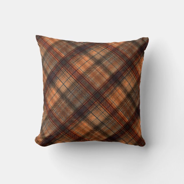Kariert schottischer Tartan-Orange-Klassiker Kissen (Vorderseite)