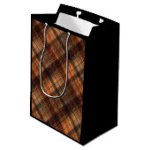 Kariert schottischer Tartan-Orange-Klassiker Mittlere Geschenktüte (Rückseite Schrägansicht)