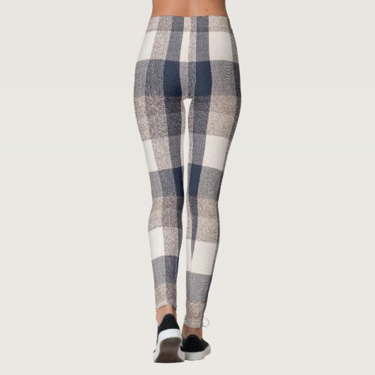 Kariert Schwarz, braun, Elfenbein Leggings (Rückseite)