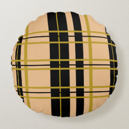 Kariert Schwarz-Gold-Rose Strickkörper-Kissen Rundes Kissen