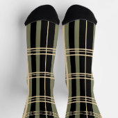 Kariert Schwarz, Sage Green, Creme, Crew Socken (Oben)