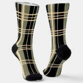 Kariert Schwarz, Sage Green, Creme, Crew Socken (Gewinkelt)