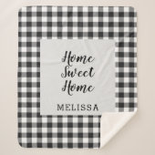 Kariert Schwarz-weiß Gingham Custom Sherpadecke (Vorderseite)