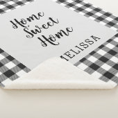 Kariert Schwarz-weiß Gingham Custom Sherpadecke (3/4)