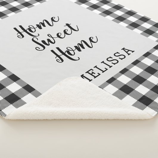 Kariert Schwarz-weiß Gingham Custom Sherpadecke (3/4)