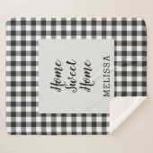 Kariert Schwarz-weiß Gingham Custom Sherpadecke (Vorderseite (Horizontal))
