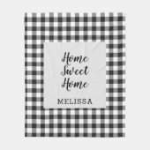 Kariert Schwarz-weiß Gingham Fleecedecke (Vorderseite)