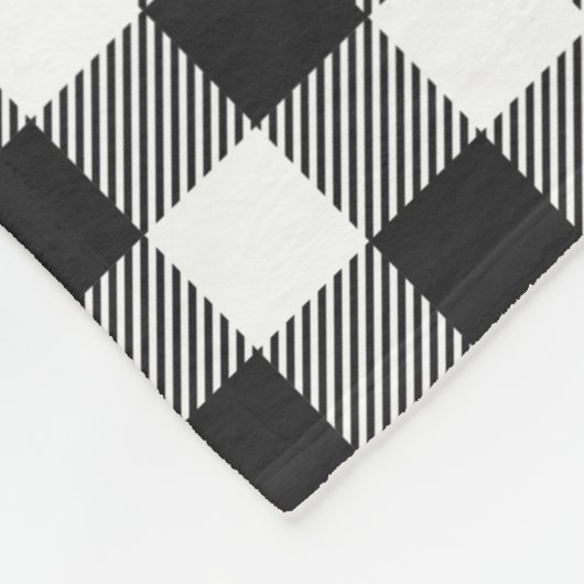 Kariert Schwarz-weiß Gingham Fleecedecke (Ecke)