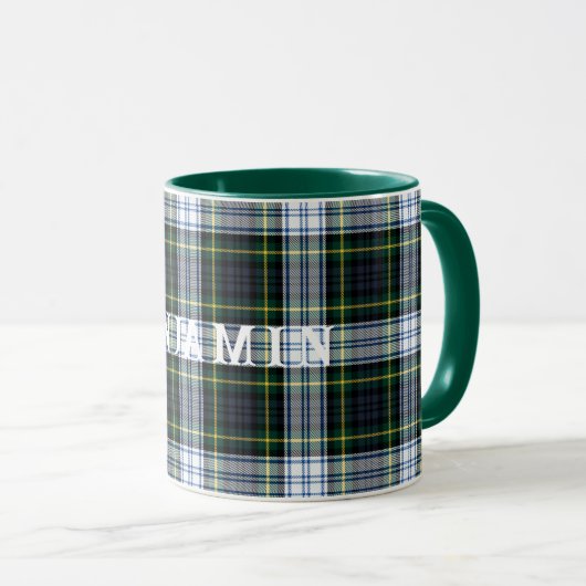 Kariert Scottish Clan Gordon Green White Tartan Tasse (VorderseiteRechts)