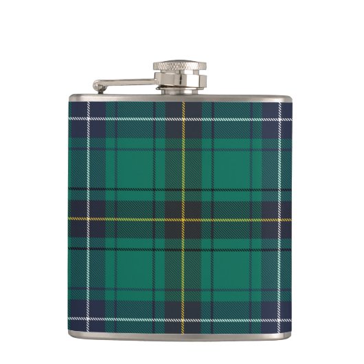 Kariert Scottish Clan Henderson Green Black Karo Flachmann (Vorderseite)