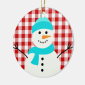 Kariert Snowman Keramik Ornament (Links)