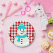 Kariert Snowman Pappteller (Party)