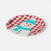 Kariert Snowman Pappteller (Schrägansicht)