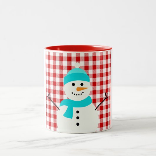 Kariert Snowman Zweifarbige Tasse (Mittel)