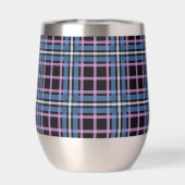 Kariert Stemless Wine Tumbler - Blue & Lavendel (Rückseite)
