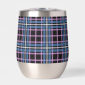 Kariert Stemless Wine Tumbler - Blue & Lavendel (Vorderseite)