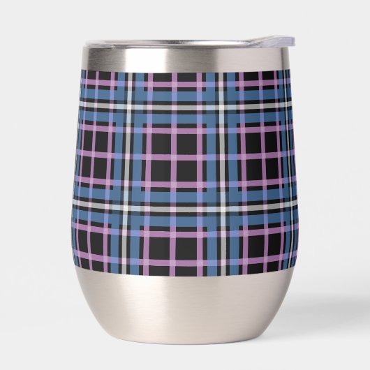 Kariert Stemless Wine Tumbler - Blue & Lavendel (Links)