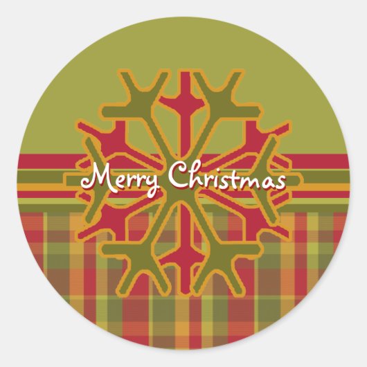 Kariert & Streifen Schneeflocken Aufkleber Roter G (Vorderseite)