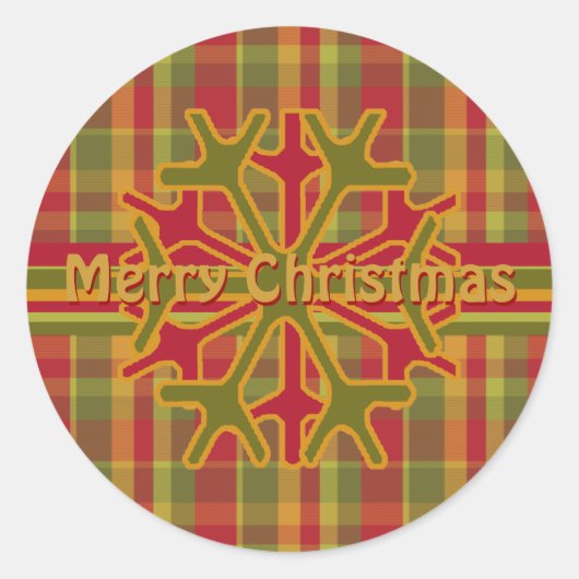 Kariert & Streifen Schneeflocken Aufkleber Roter G (Vorderseite)