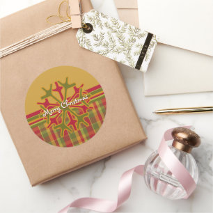 Kariert & Streifen Schneeflocken Aufkleber Roter G