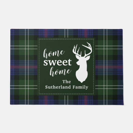 Kariert Sweet Zuhause Sutherland Tartan Personalis Fußmatte (Vorderseite)