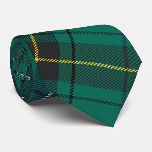 Kariert Tartan Clan Henderson Green Blue Karo Krawatte (Gerollt)
