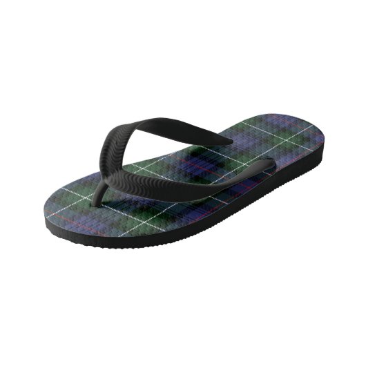 Kariert Tartan Clan MacKenzie Lila Grüner Karo Kinderbadesandalen (Schrägansicht)