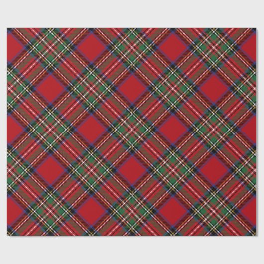 Kariert Tartan Clan Stewart Red Green Pattern Geschenkpapier (Flach)