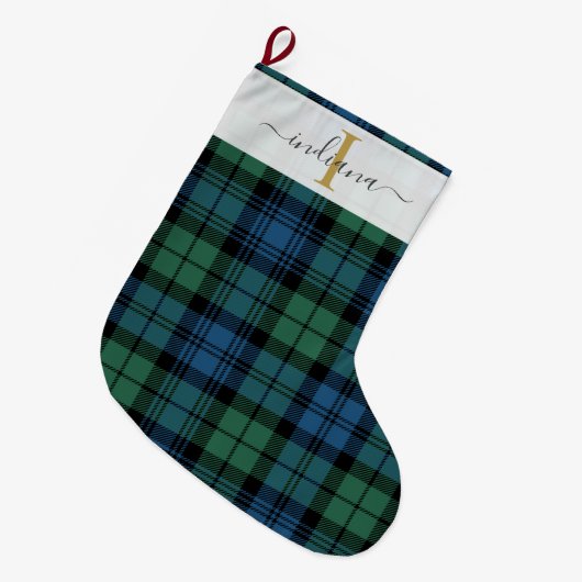 Kariert Tartan Green Campbell Weihnachtsfeiertage Großer Weihnachtsstrumpf (Vorderansicht (hängend))