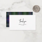 Kariert Tartan Green Lila Rustic Wedding Danke Mitteilungskarte (Vorderseite/Rückseite Beispiel)