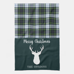 Kariert Tartan Green White Antlers Weihnachtsfamil Geschirrtuch