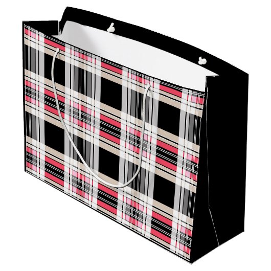 Kariert, tartan große geschenktüte (Rückseite Schrägansicht)