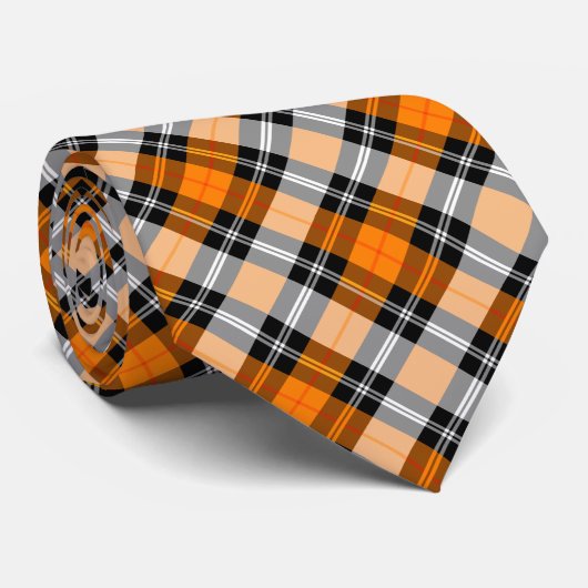 Kariert/tartan-Muster orange und schwarz Krawatte (Gerollt)