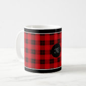 Kariert-Tartan-Muster rot und schwarz Kaffeetasse (Vorderseite Links)