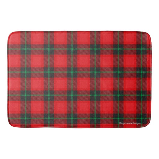 Kariert Tartan Red, Black Scottish Trendy Badematte (Vorderseite)