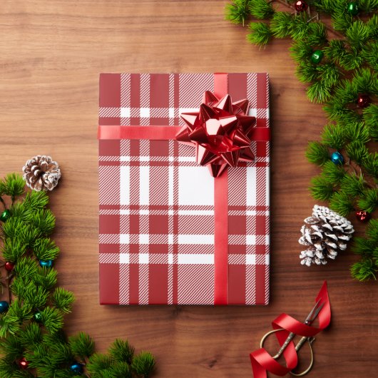 Kariert Tartan Red White Holiday Weihnachten Geschenkpapier (Feiertagsgeschenk)