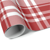 Kariert Tartan Red White Holiday Weihnachten Geschenkpapier (Rolleneckpunkt)