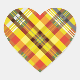 Kariert / Tartan - Sonnenblume - Herz-Aufkleber