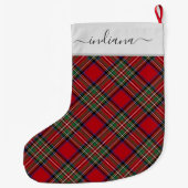 Kariert Tartan Stewart Red Green Rustic Großer Weihnachtsstrumpf (Rückseite)