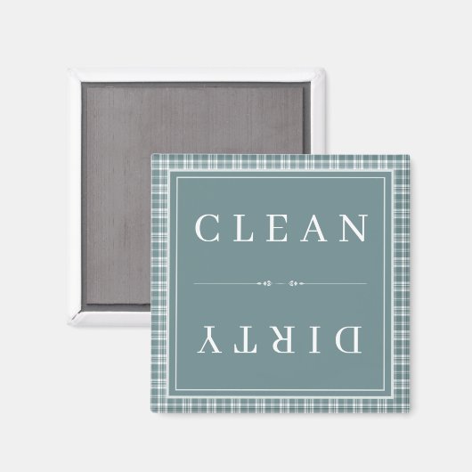 Kariert Teel Blue Saubere oder Geschirrspüler Magnet (Vorderseite/Rückseite)