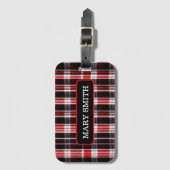 Kariert Trendy Abstrakt Red Black Collection Gepäckanhänger (Vorderseite Vertikal)